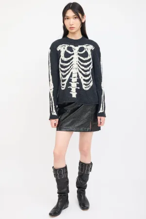 Dark Grey & Cream Knit Skeleton Sweater