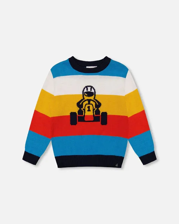 Deux Par Deux Baby Boy Striped Sweater  G20TT74  Peacoat *
