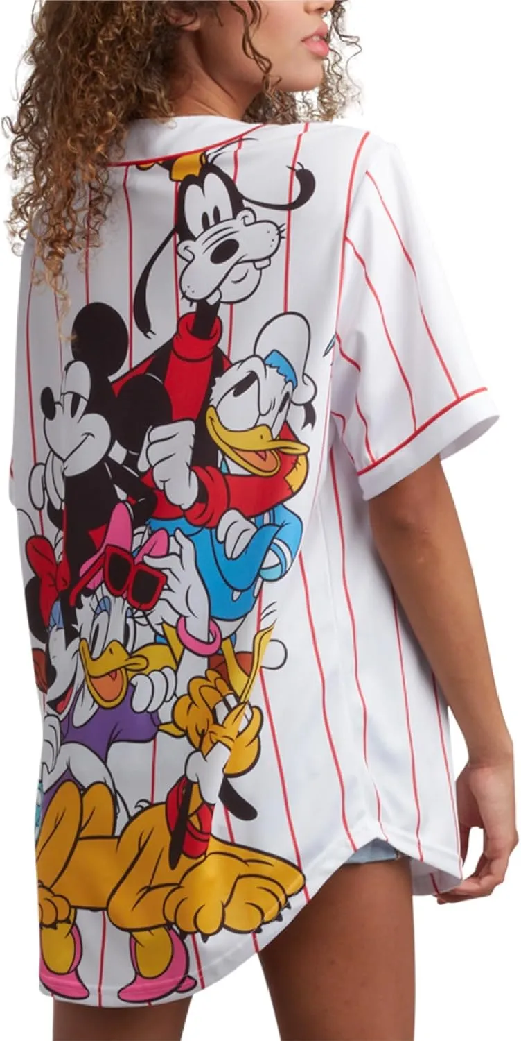 Disney Womens Baseball Jersey - Mickey Mouse Lightning McQueen Marie, Lilo and Stitch Womens Baseball Shirt (Sizes: S-XL)