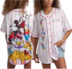 Disney Womens Baseball Jersey - Mickey Mouse Lightning McQueen Marie, Lilo and Stitch Womens Baseball Shirt (Sizes: S-XL)