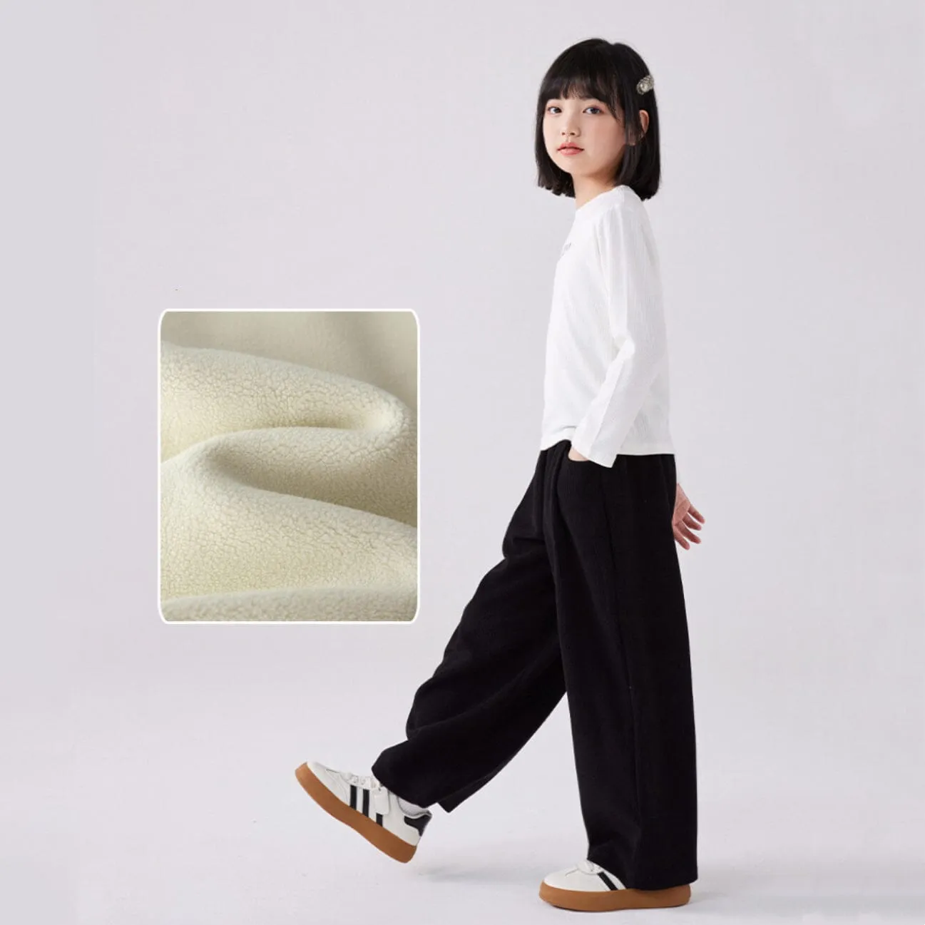 Eloya Fleece-Lined Wide-Leg Pants