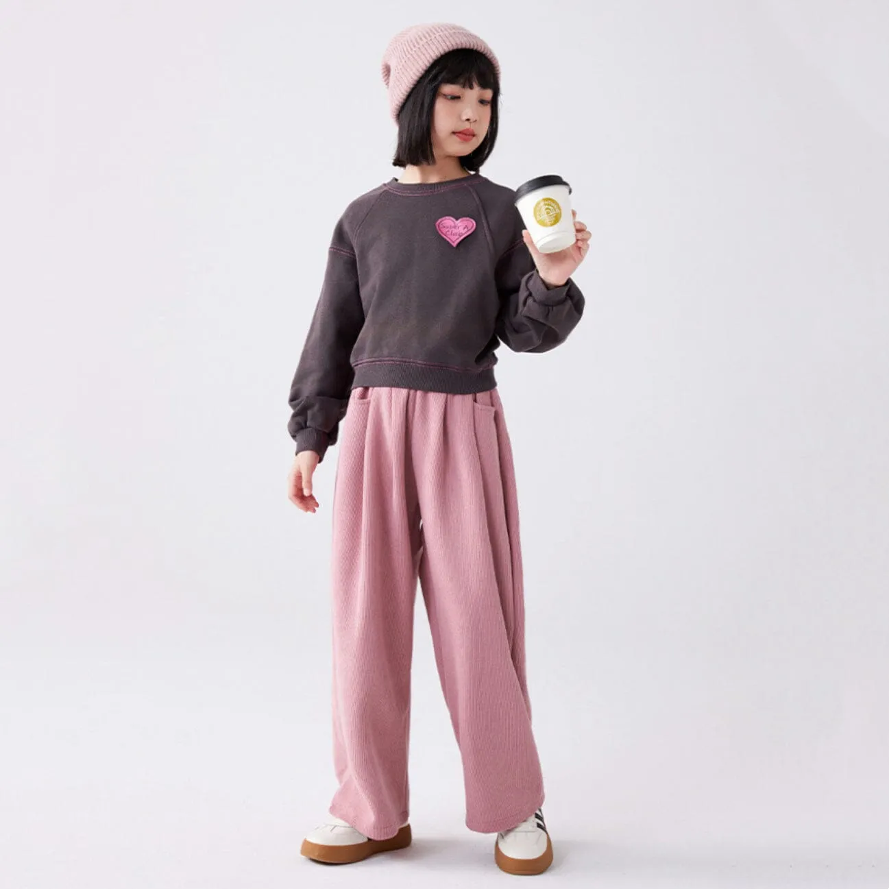 Eloya Fleece-Lined Wide-Leg Pants
