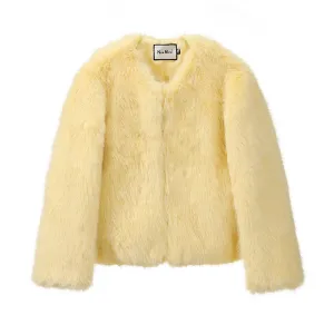 Elysia Luxe Faux Fur Cropped Jacket  Chic Winter Glamour