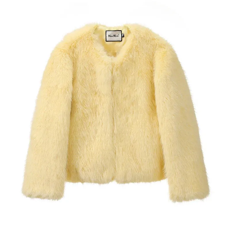Elysia Luxe Faux Fur Cropped Jacket  Chic Winter Glamour