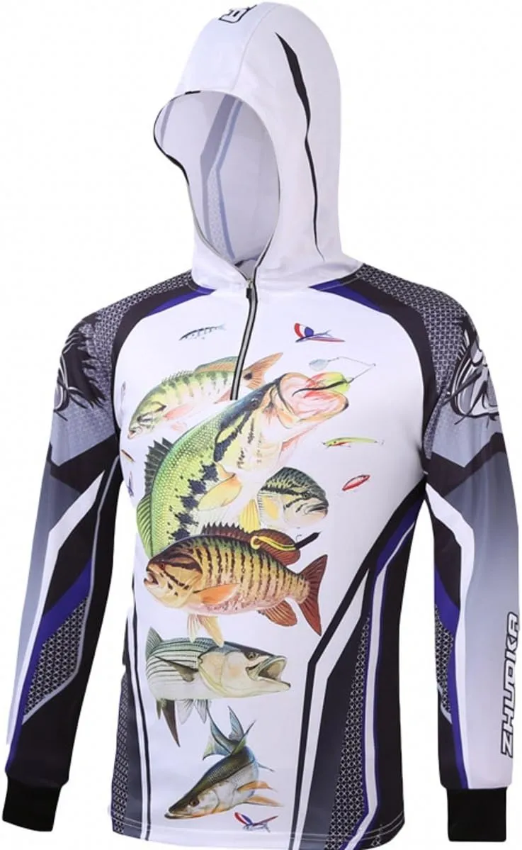 ESEL Men's Fishing Shirt Long Sleeve UPF 50 Sun uv Protection Microfiber Moisture Wicking Performance Quick Dry Hoodie