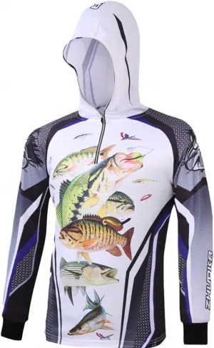 ESEL Men's Fishing Shirt Long Sleeve UPF 50 Sun uv Protection Microfiber Moisture Wicking Performance Quick Dry Hoodie