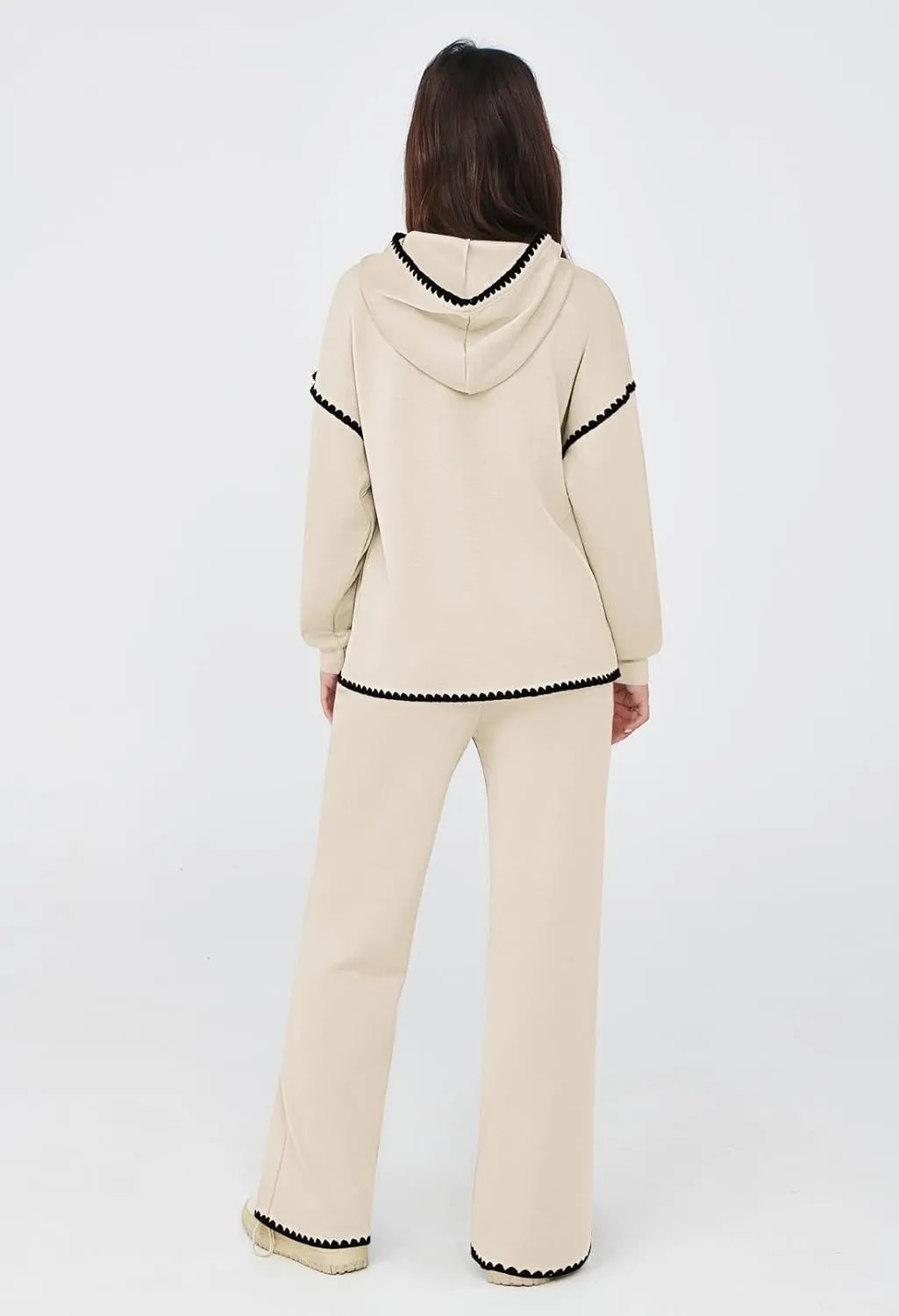 Fixmatti Women 2 Piece Outfits Hoodie Sweatsuit Long Sleeve Pullover Sweatshirt Matching Sweatpants Jogger Set