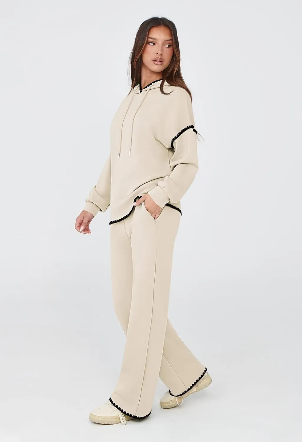 Fixmatti Women 2 Piece Outfits Hoodie Sweatsuit Long Sleeve Pullover Sweatshirt Matching Sweatpants Jogger Set