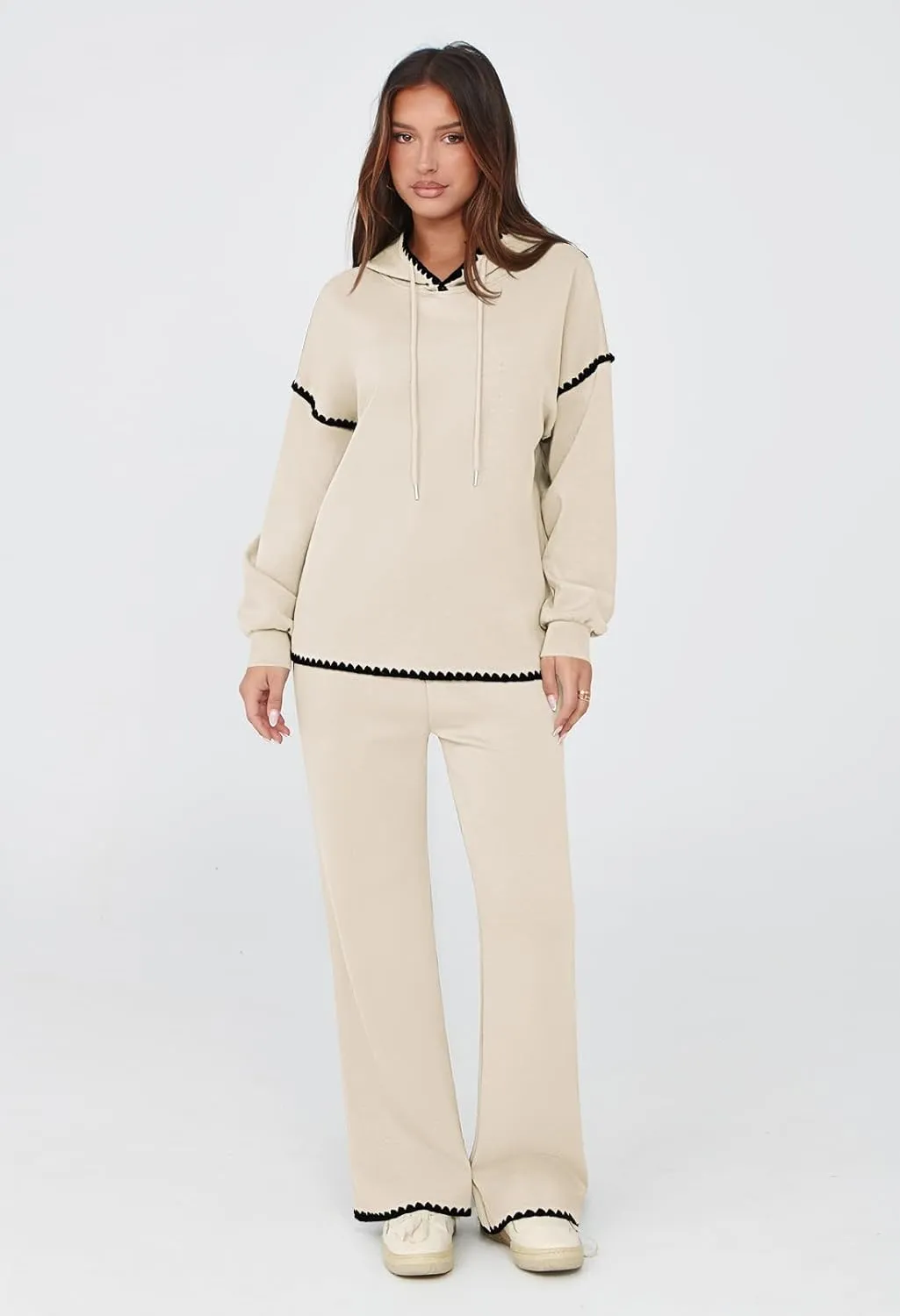 Fixmatti Women 2 Piece Outfits Hoodie Sweatsuit Long Sleeve Pullover Sweatshirt Matching Sweatpants Jogger Set