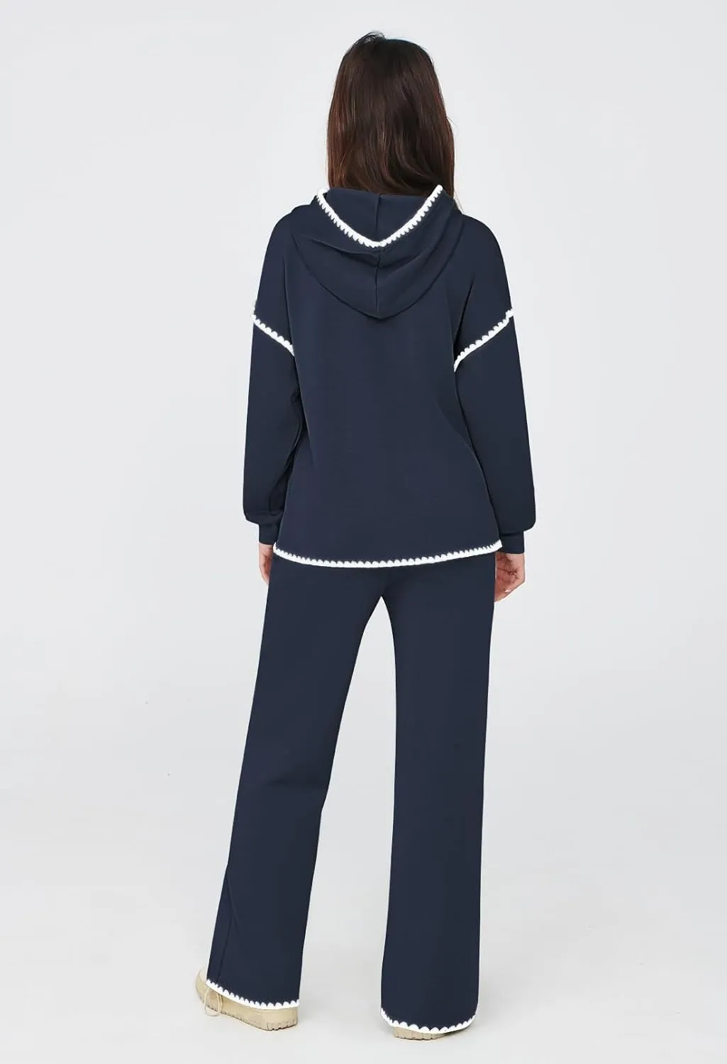 Fixmatti Women 2 Piece Outfits Hoodie Sweatsuit Long Sleeve Pullover Sweatshirt Matching Sweatpants Jogger Set
