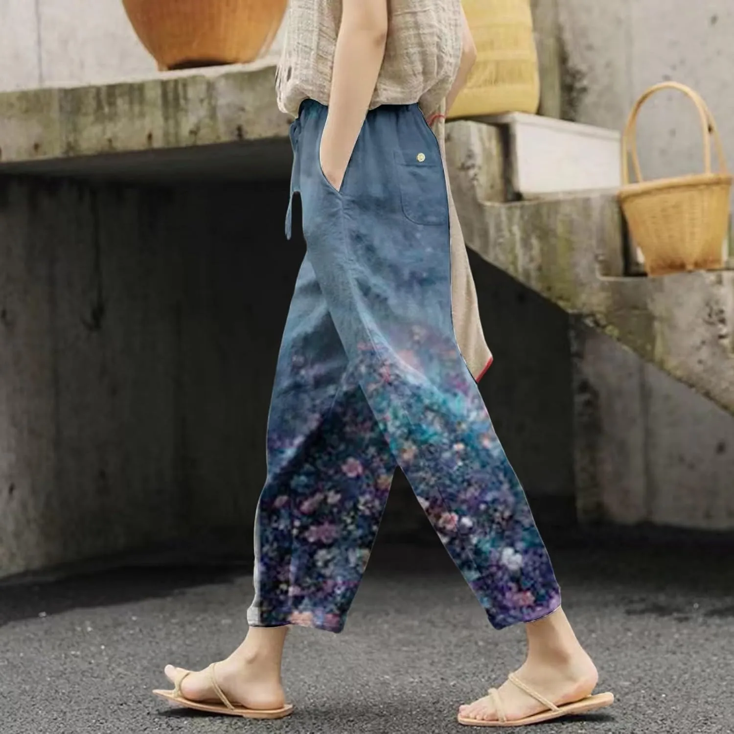 Fleece Lined Leggings Women Drawstring Pants Casual Beach Long Pants Workout Leggings for Women Womens Joggers with