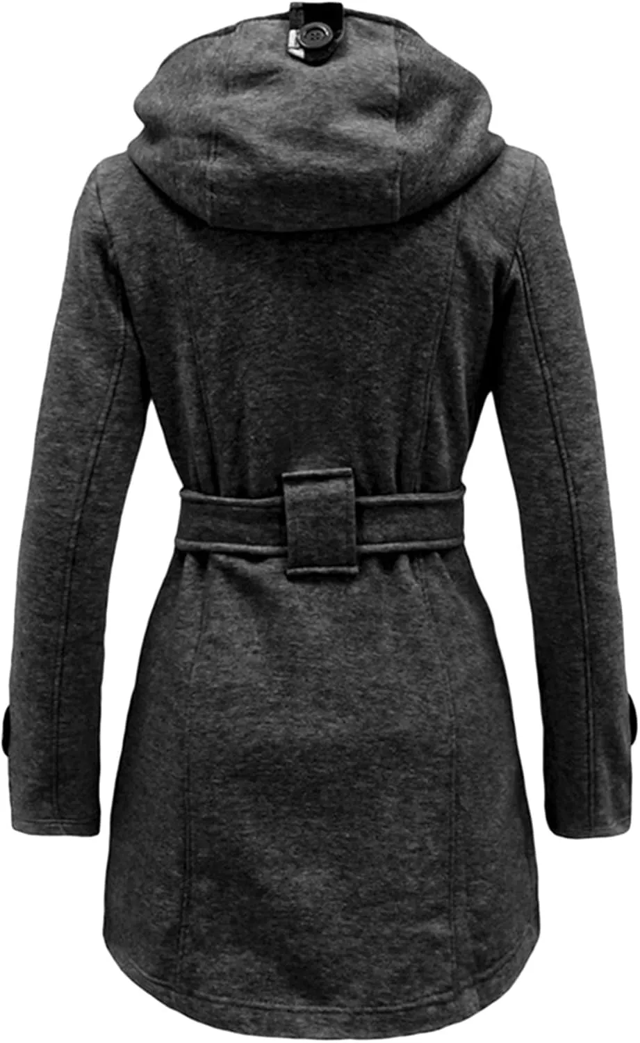 FLITAY Womens Trench Plus Size Casual Pea coat with Belt Hooded Checkered Double Breasted Coat