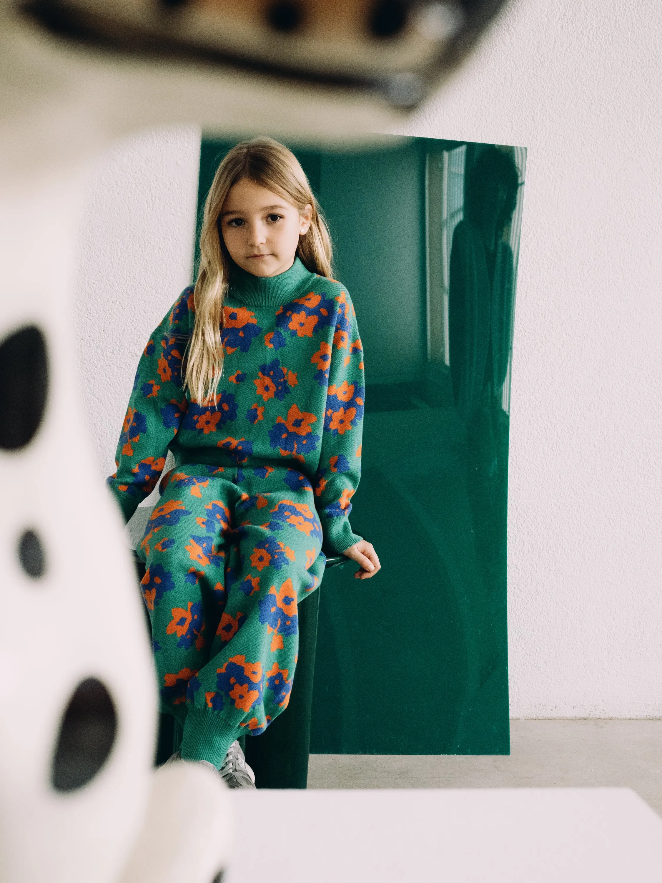 Flowers Mockneck Sweater in Emerald