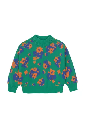Flowers Mockneck Sweater in Emerald