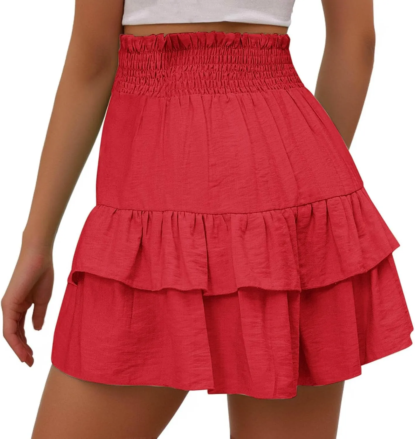 Flowy Shorts for Women Casual Boho Floral Skorts Ruffle Mini Skirts Tennis Skirts High Waisted Running Skorts