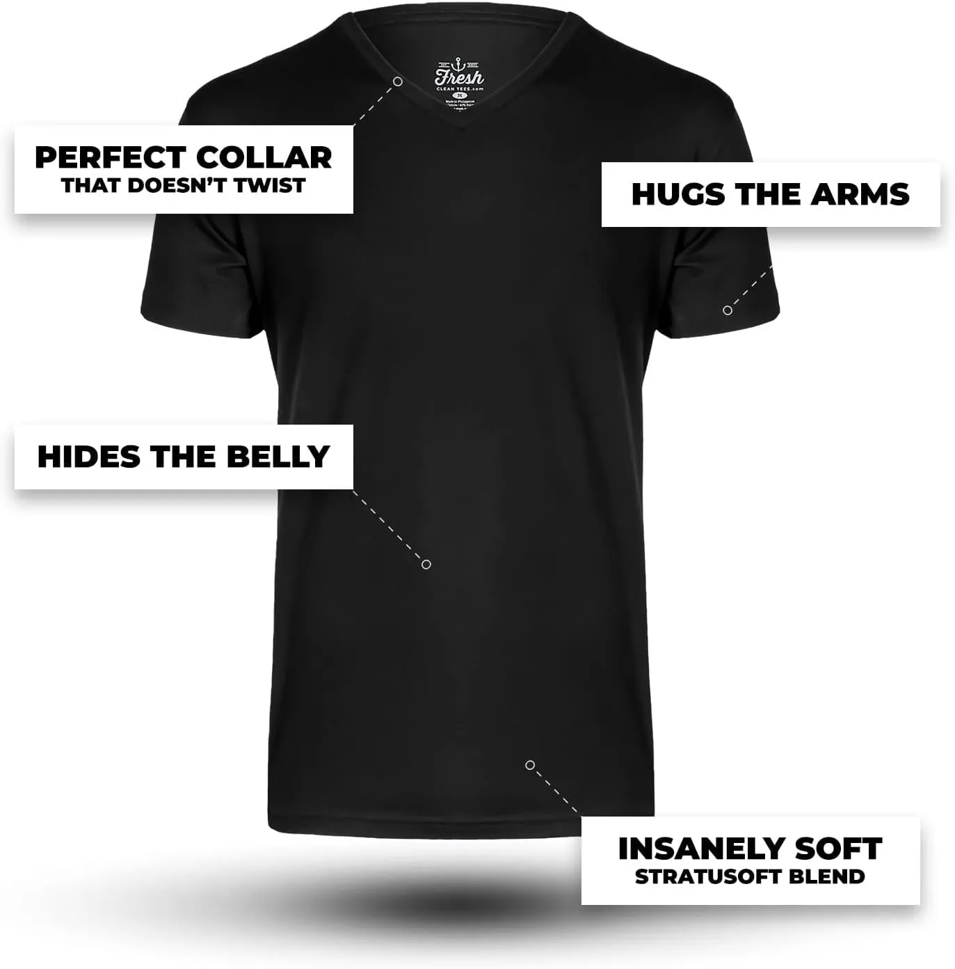 Fresh Clean Threads V Neck T Shirts for Men - Pre Shrunk Soft Fitted Premium Classic Tee - Men's T-Shirt Cotton Poly Blend