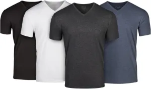 Fresh Clean Threads V Neck T Shirts for Men - Pre Shrunk Soft Fitted Premium Classic Tee - Men's T-Shirt Cotton Poly Blend