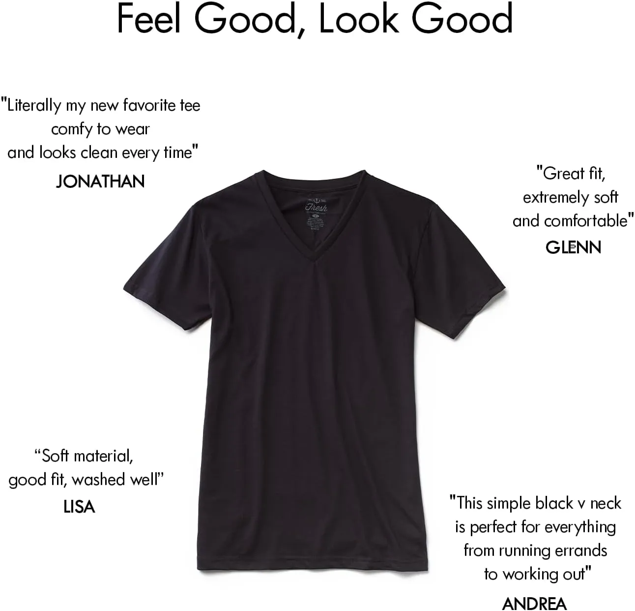 Fresh Clean Threads V Neck T Shirts for Men - Pre Shrunk Soft Fitted Premium Classic Tee - Men's T-Shirt Cotton Poly Blend