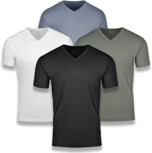 Fresh Clean Threads V Neck T Shirts for Men - Pre Shrunk Soft Fitted Premium Classic Tee - Men's T-Shirt Cotton Poly Blend