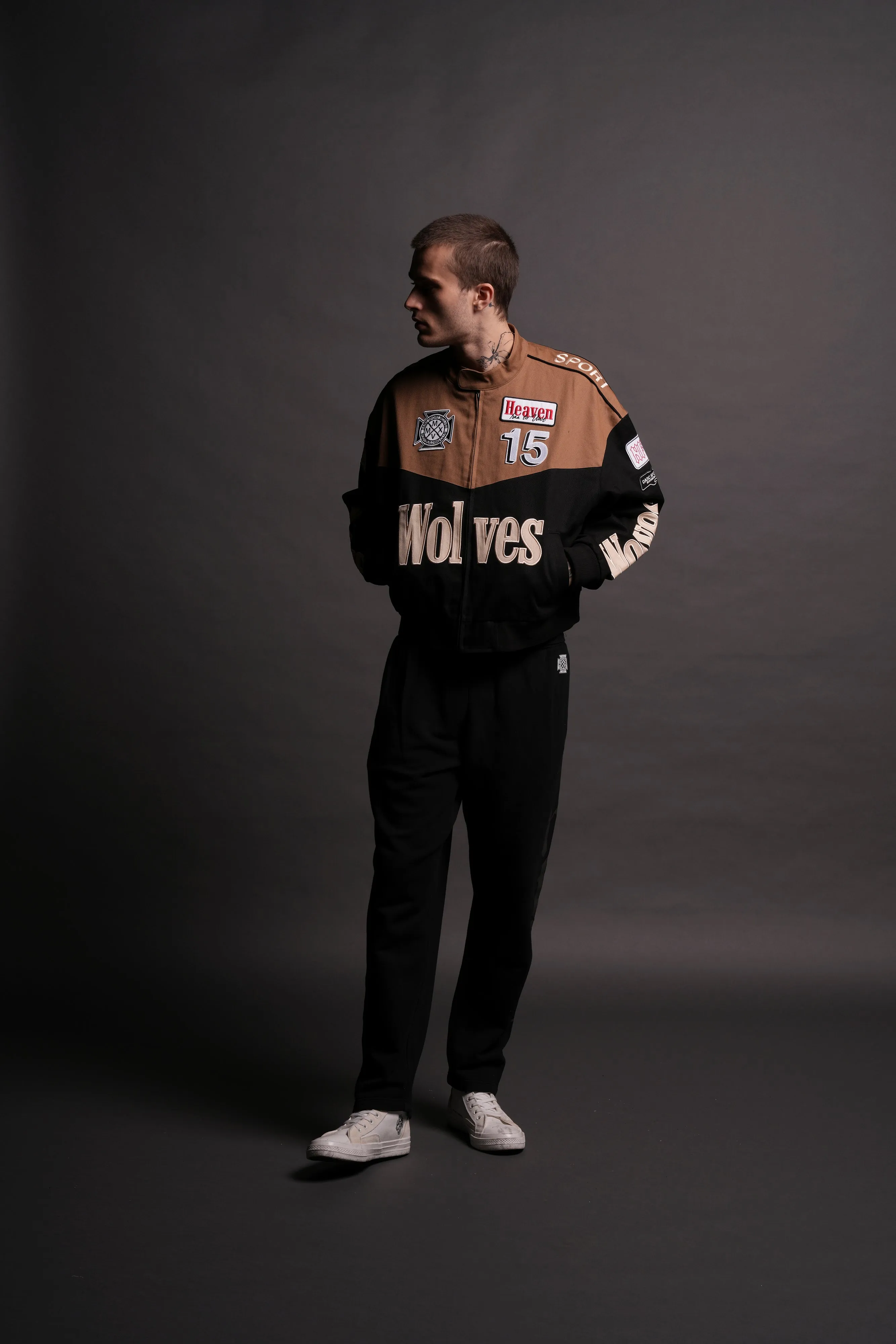 Frontier Gordon Unisex Racing Jacket in Black/Brown