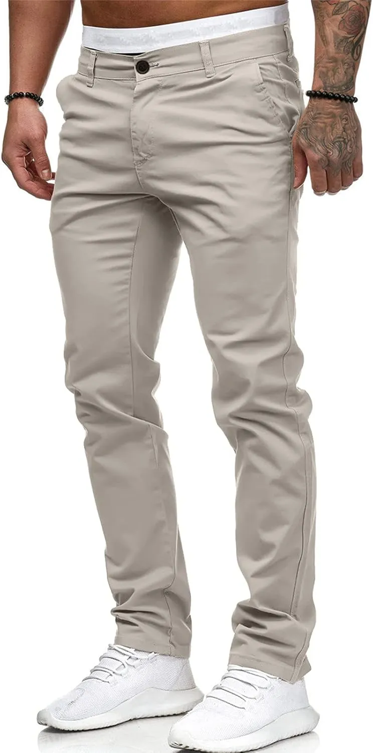 GOKKILRW Mens Slim Fit Golf Work Pants Flat-Front Stretch Chino Pants Casual Skinny Dress Pants Tapered Hiking Travel Pants