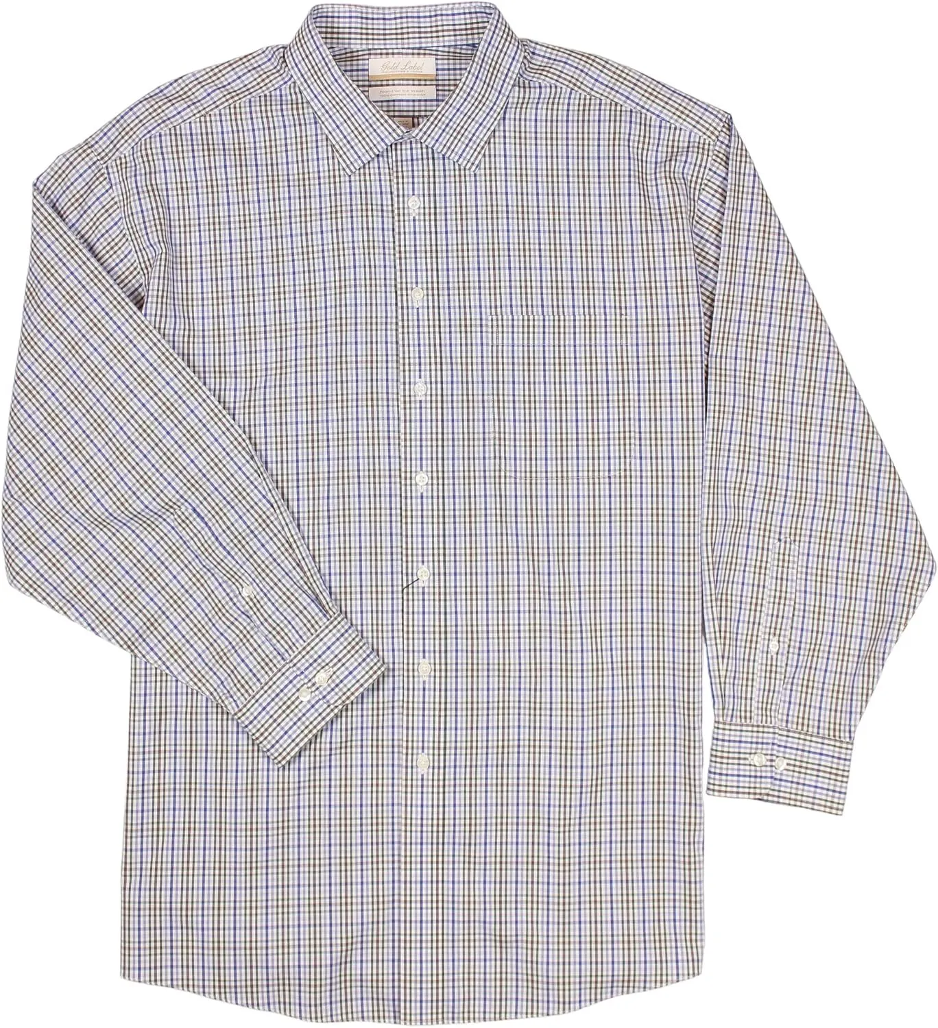 Gold Label Men's Big and Tall Non-Iron Wrinkle-Resistant Long Sleeve Pocket Dress Shirt with Spread Collar