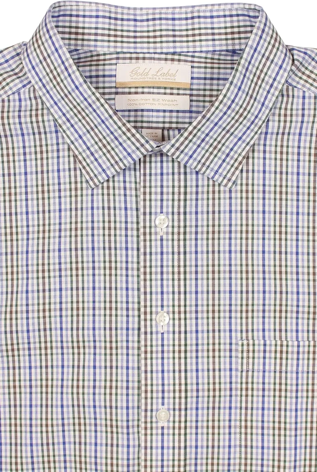 Gold Label Men's Big and Tall Non-Iron Wrinkle-Resistant Long Sleeve Pocket Dress Shirt with Spread Collar