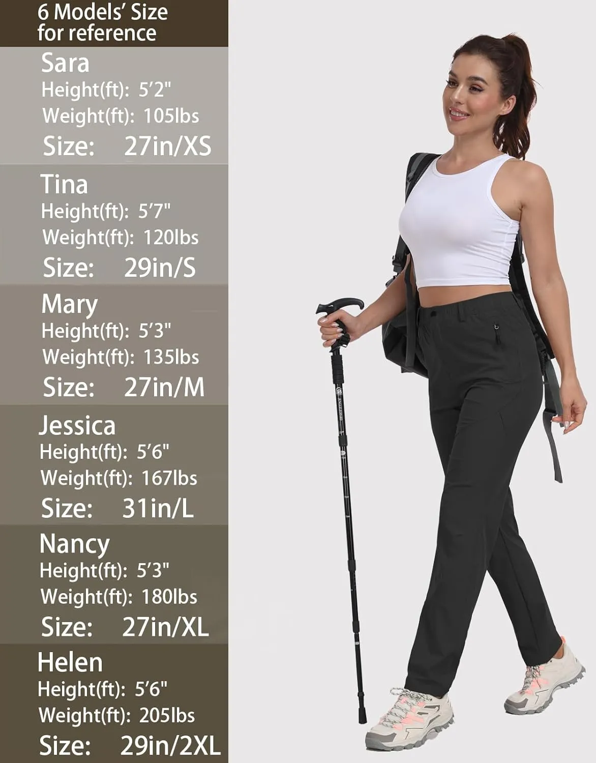 Golf Pants Women 27''/29''/31'' Lightweight Travel Pants for Ladies Quick Dry Nylon Outdoor Hiking Slacks