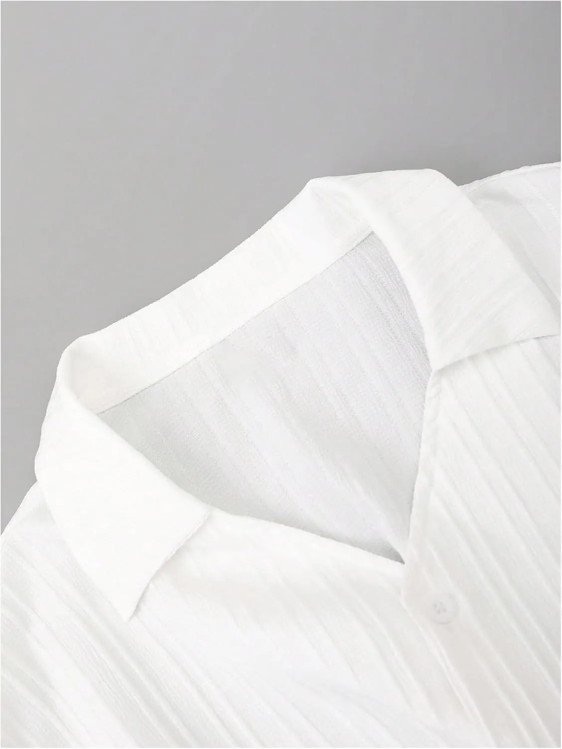 GORGLITTER Men's 2 Piece Linen Suit Casual Long Sleeve Button Down Shirt and Pants Set