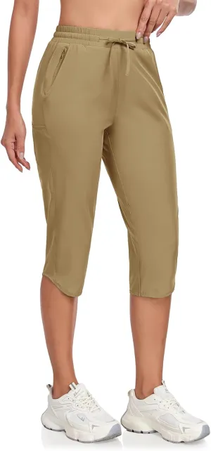 GymBrave Women's Capri Pants with 6 Pockets Quick Dry Lightweight Cargo Hiking Capris Outdoor Casual Travel