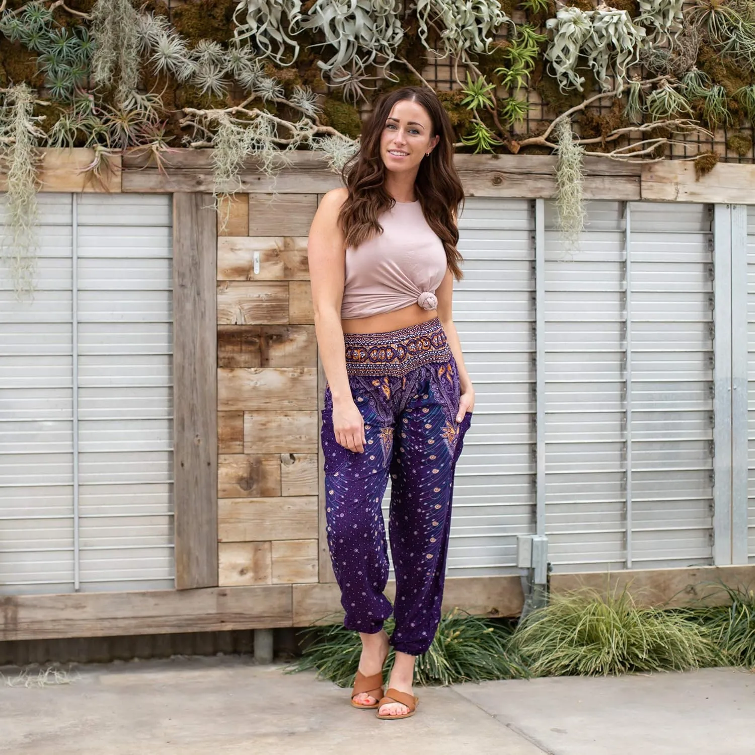 Happy Trunks Harem Pants for Women/Womens Yoga Pants with Pockets (S-XXL) Hippie Clothes/Boho Clothes for Women/Beach Lounge