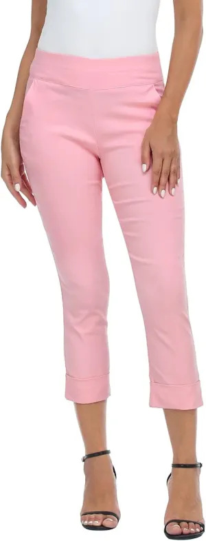 HDE Pull On Capri Pants for Women with Pockets Elastic Waist Cropped Work Pants
