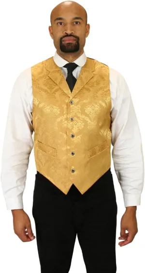 Historical Emporium Men's Satin Jacquard Formal Suit Vest, Victorian Edwardian Tuxedo Dress Waistcoat