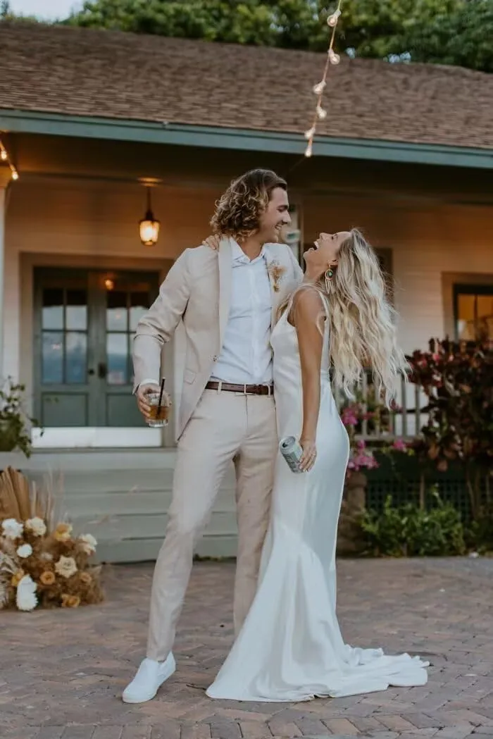 HUUTOE Men's Linen Suit 2 Piece Slim Fit Prom Party Business Beach Wedding Groomsmen Suits Linen Blazer Pants Tuxedo Set