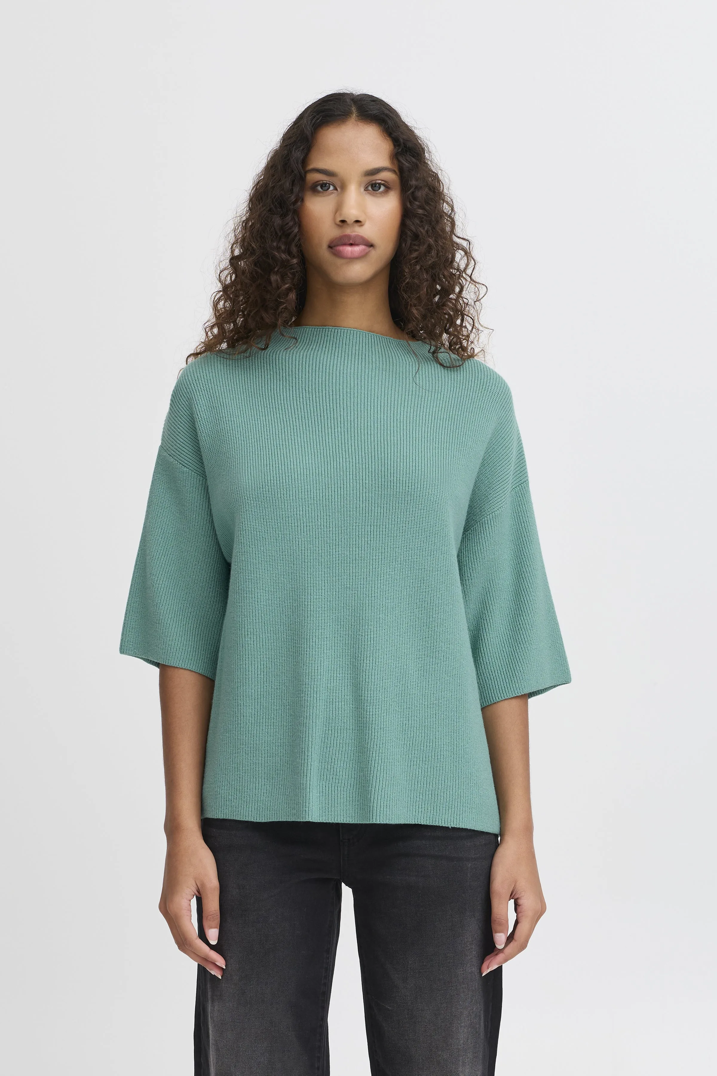 ICHI 1/2 Sleeve Sweater || Seafoam