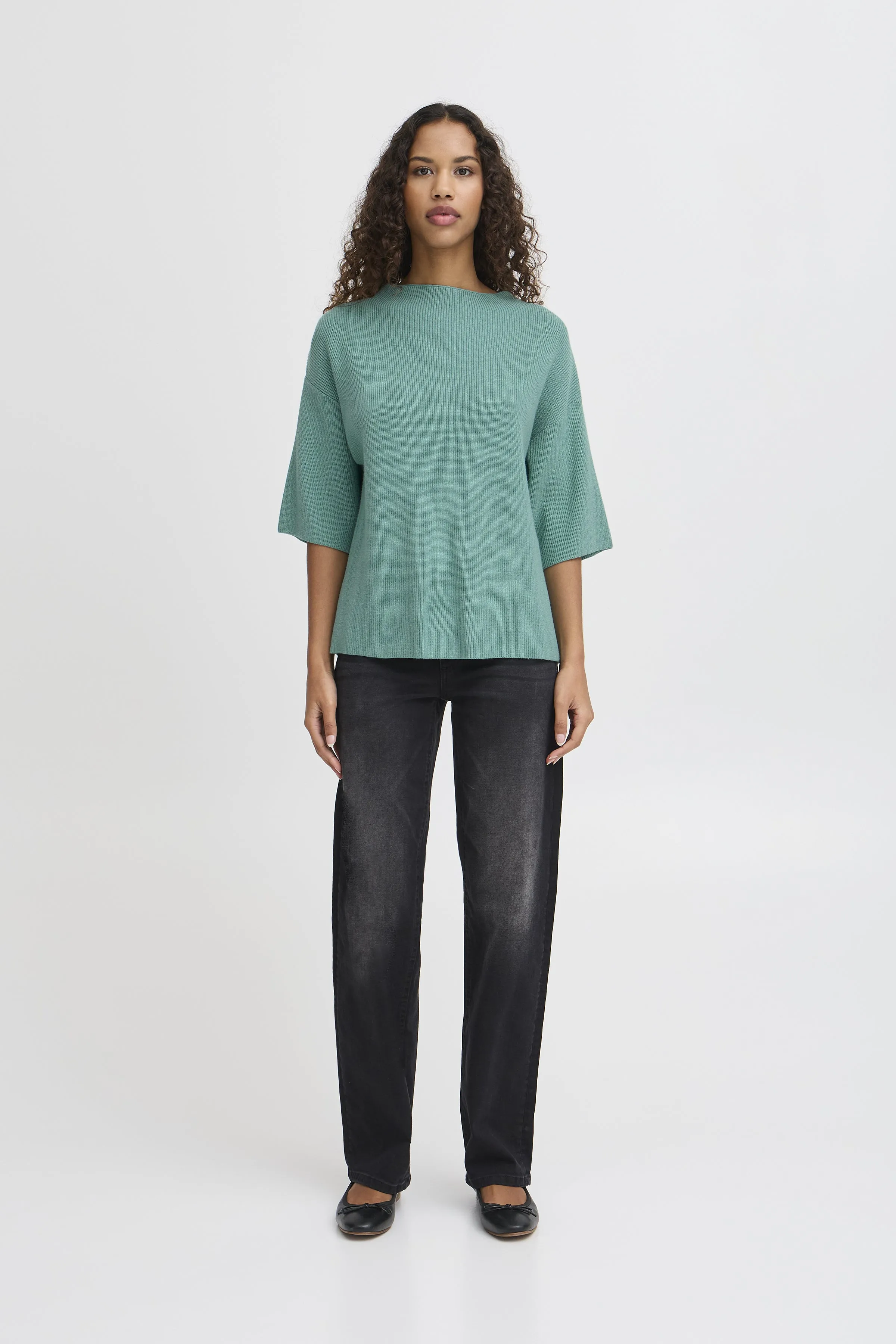 ICHI 1/2 Sleeve Sweater || Seafoam
