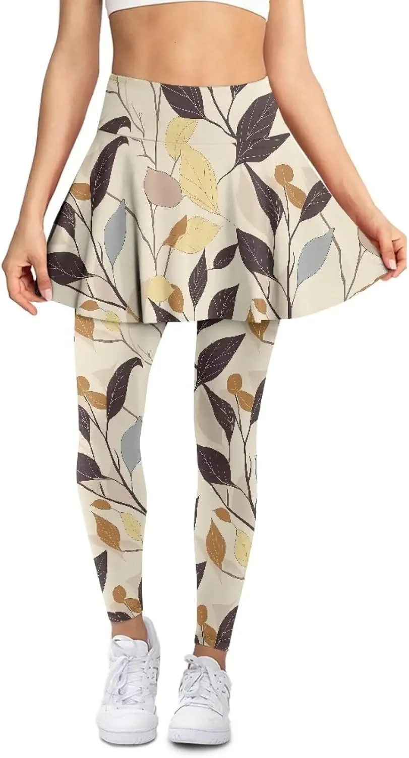 Irisjudy Women's Sports Yoga Skirts Leggings Funny Funny Golf Print Tennis Pants Skirted Paint Splash for Running Plus Size