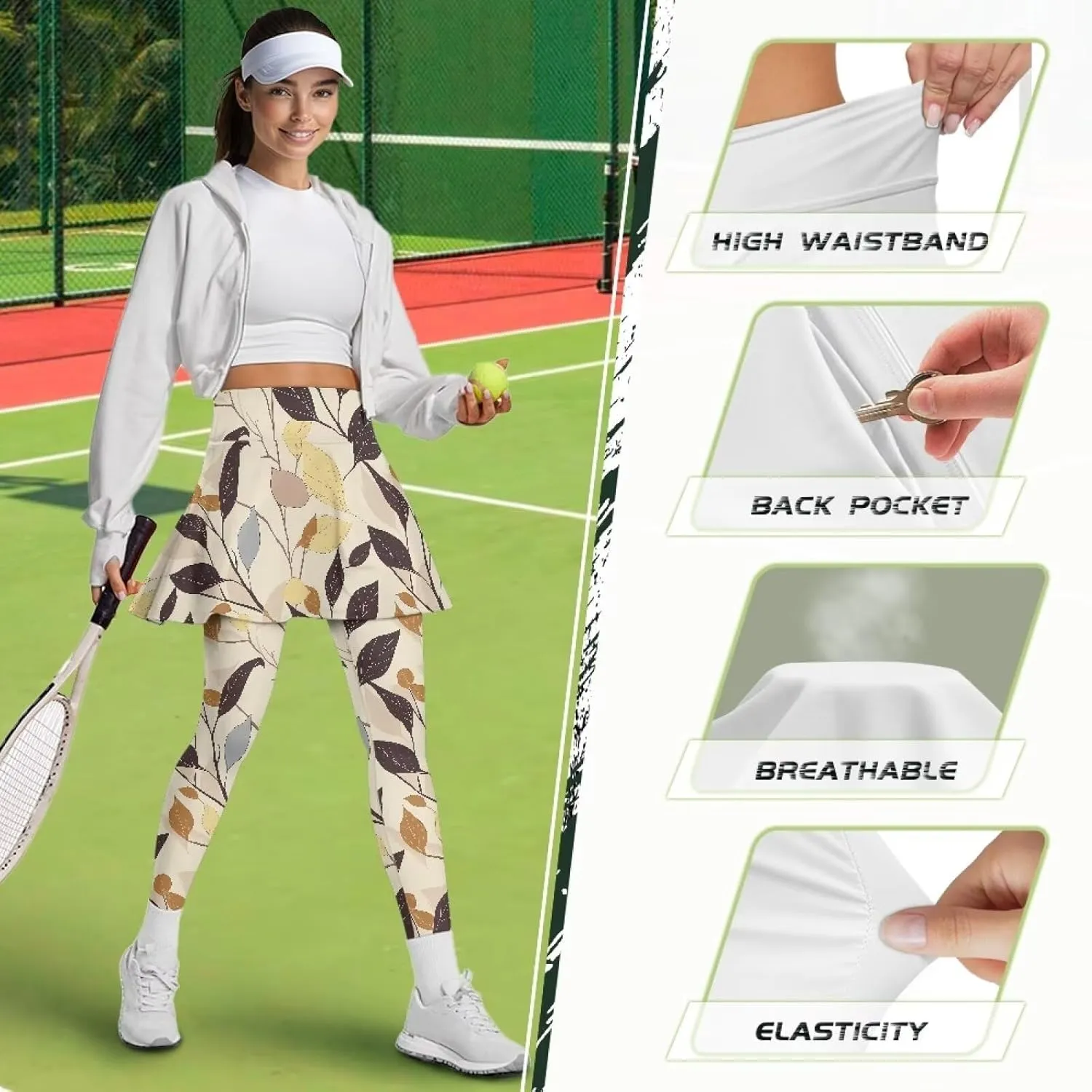 Irisjudy Women's Sports Yoga Skirts Leggings Funny Funny Golf Print Tennis Pants Skirted Paint Splash for Running Plus Size