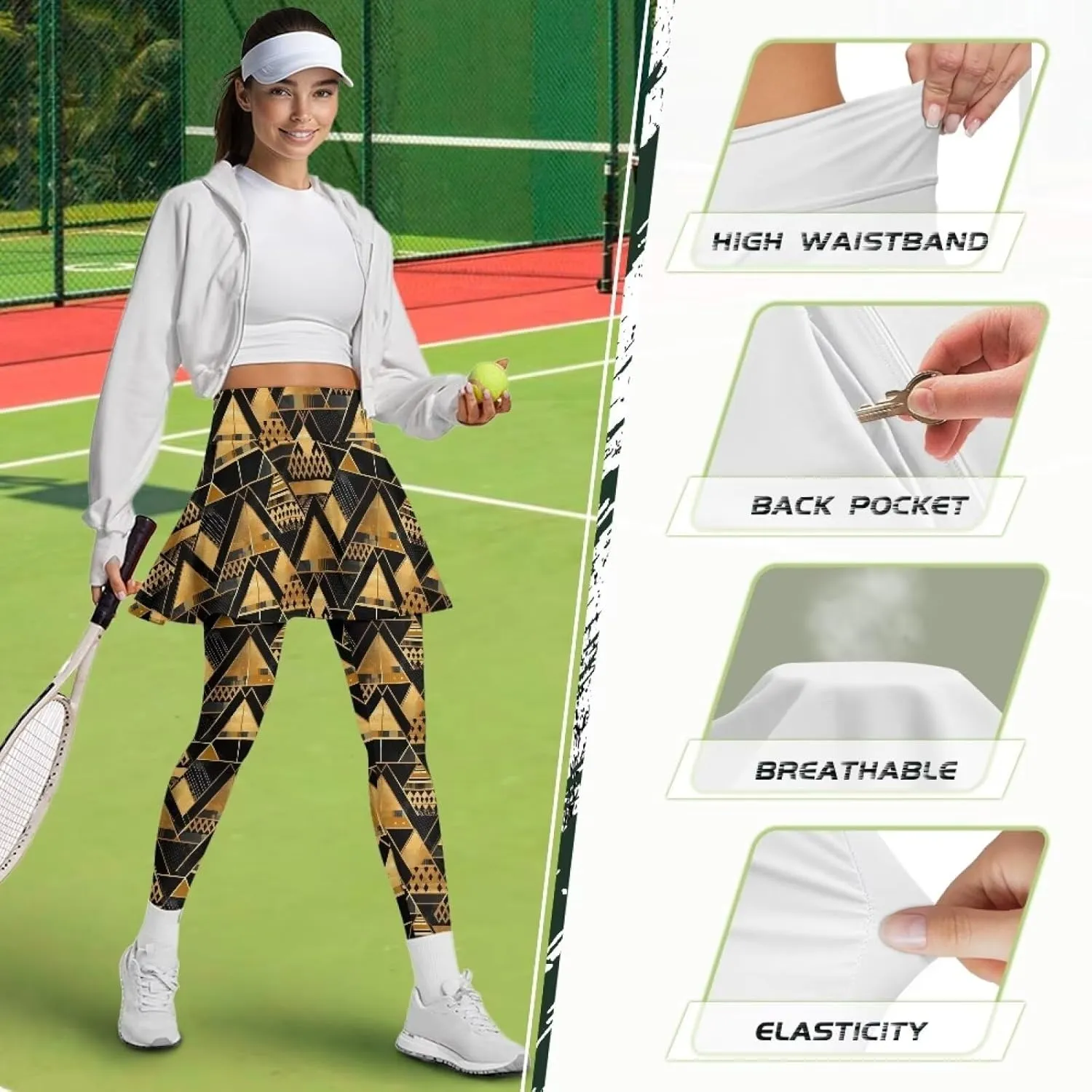 Irisjudy Yoga Legging with Skirts Women Forest Red Mushroom Tennis Pants Leggings Skirts Hawaii Sea Turtle Workout Leggings
