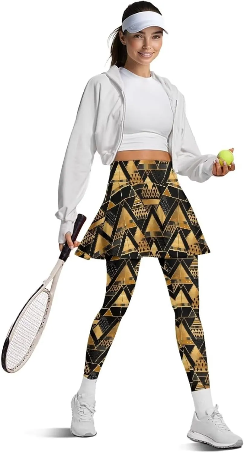 Irisjudy Yoga Legging with Skirts Women Forest Red Mushroom Tennis Pants Leggings Skirts Hawaii Sea Turtle Workout Leggings