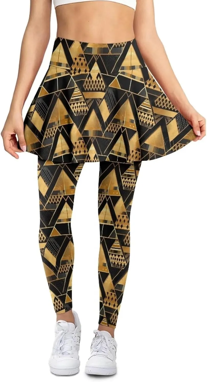 Irisjudy Yoga Legging with Skirts Women Forest Red Mushroom Tennis Pants Leggings Skirts Hawaii Sea Turtle Workout Leggings
