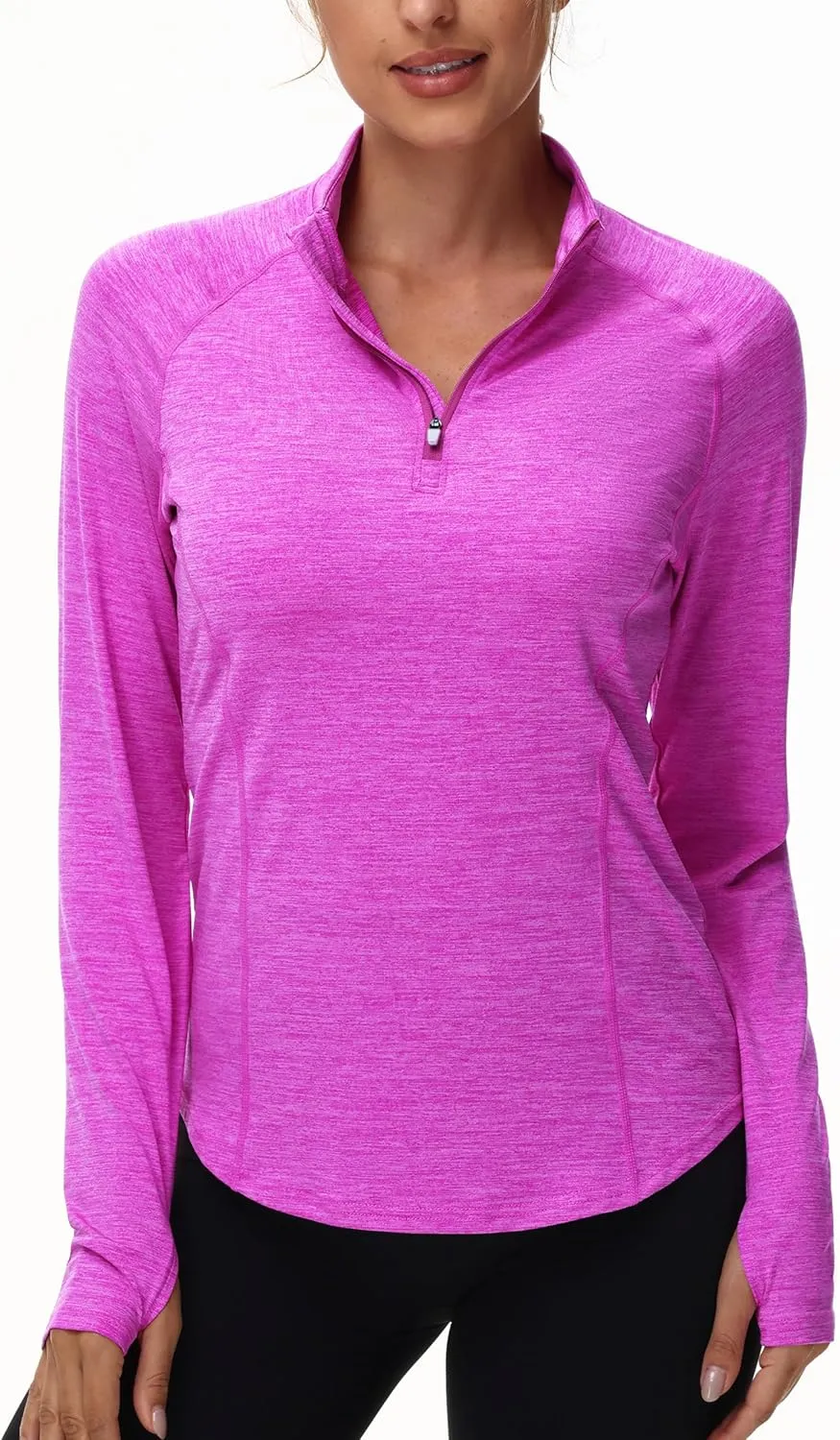 isnowood Women's UPF 50  UV Long Sleeve Rash Guard, 1/4 Zip Sun Protection Swim Shirts, Quick Dry Athletic Workout Hiking Top