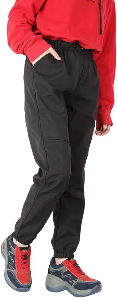Jingle Bongala Kids Youth Waterproof Hiking Pants Fleece Lined Elastic Waist for Boys Girls Snow Pants Insulated