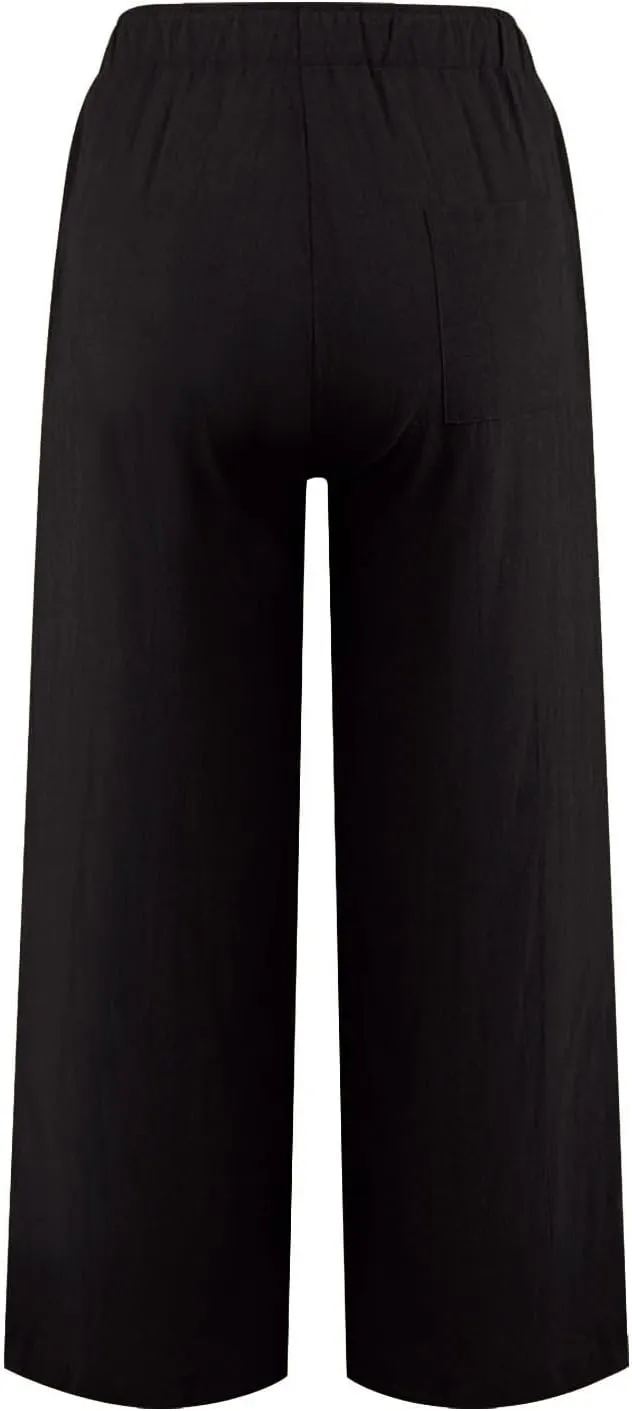 jovati Wide Leg Casual Pants for Womens Straight Leg High Waist Trousers Boho Cotton Linen Flowy Palazzo Pants