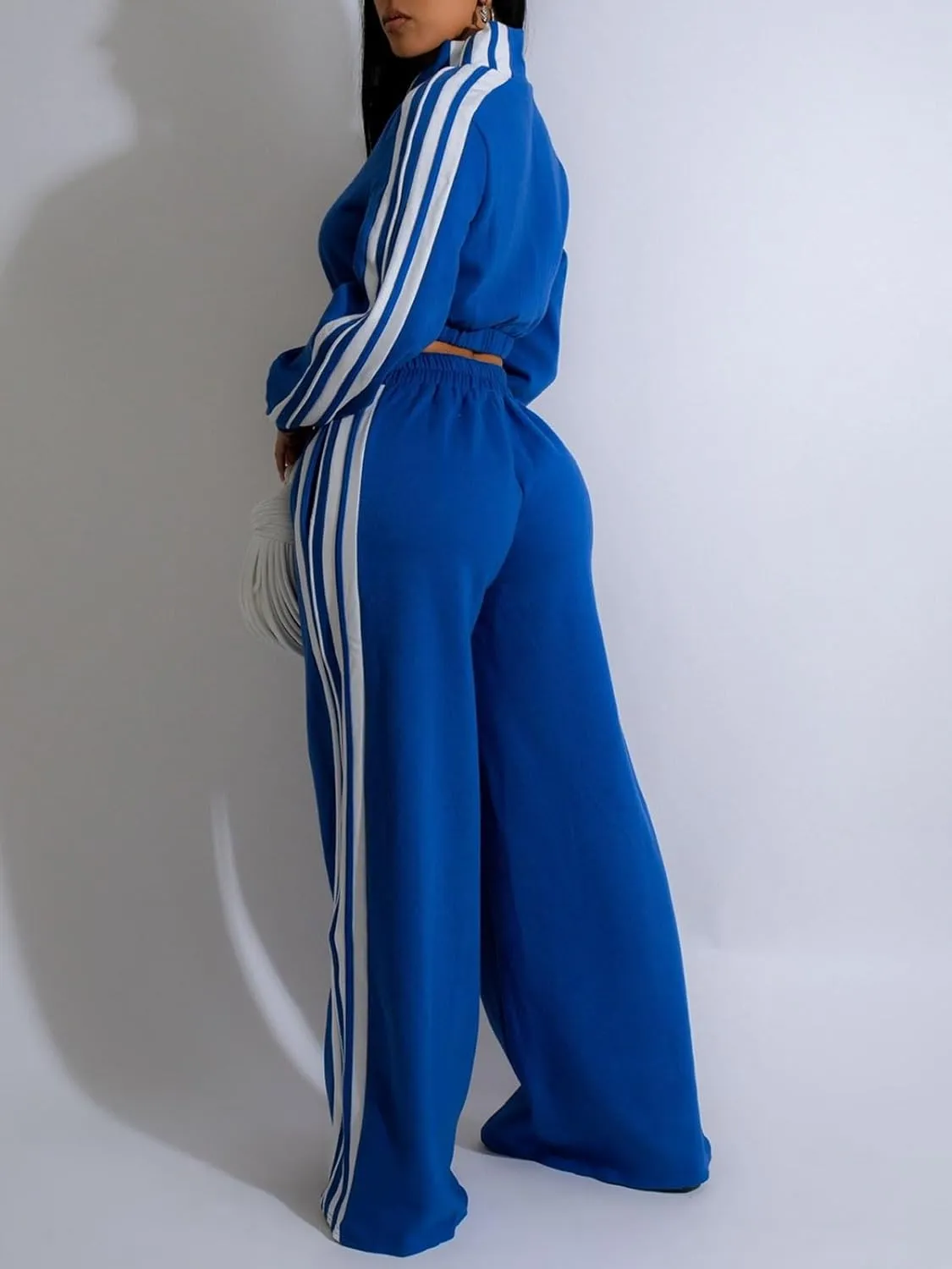 KANSOON Sweatsuits Women 2 Piece Outfit Zip Up Crop Sweatshirt Wide Leg Sweatpants Matching Sweat Set Tracksuit