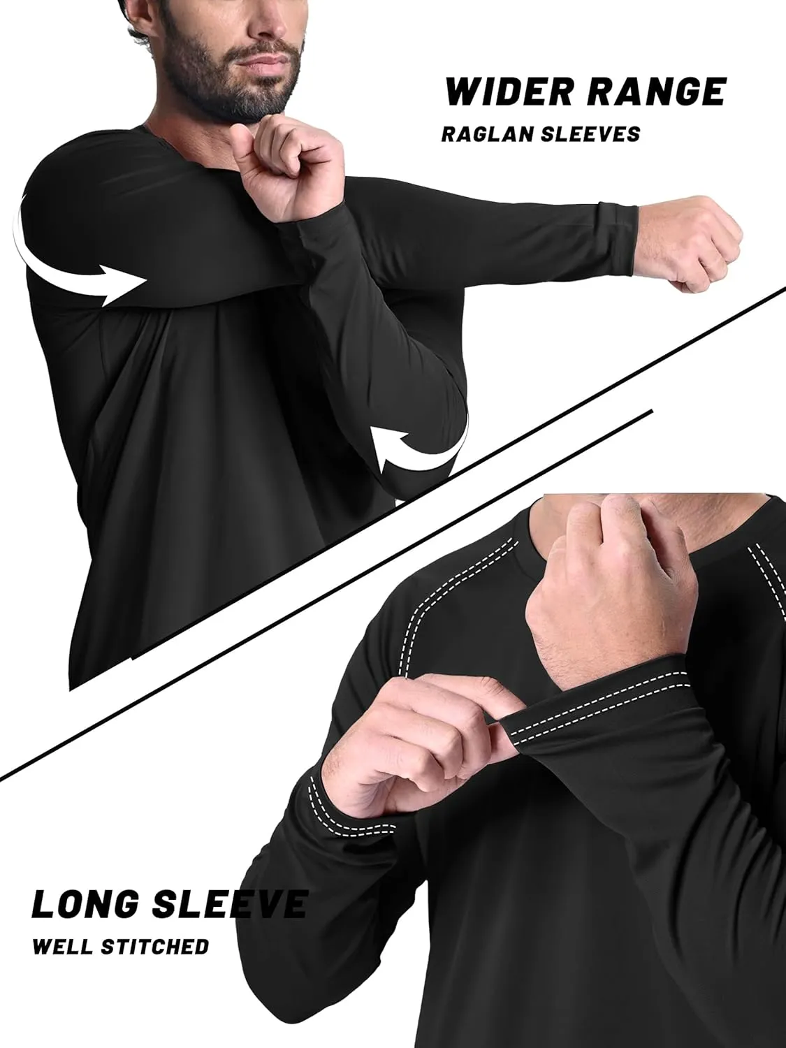 KEFITEVD Men's UV Sun Protection UPF 50  Shirts Long Sleeve Rash Guard Workout Quick Dry Shirt for Hiking Fishing Swimming