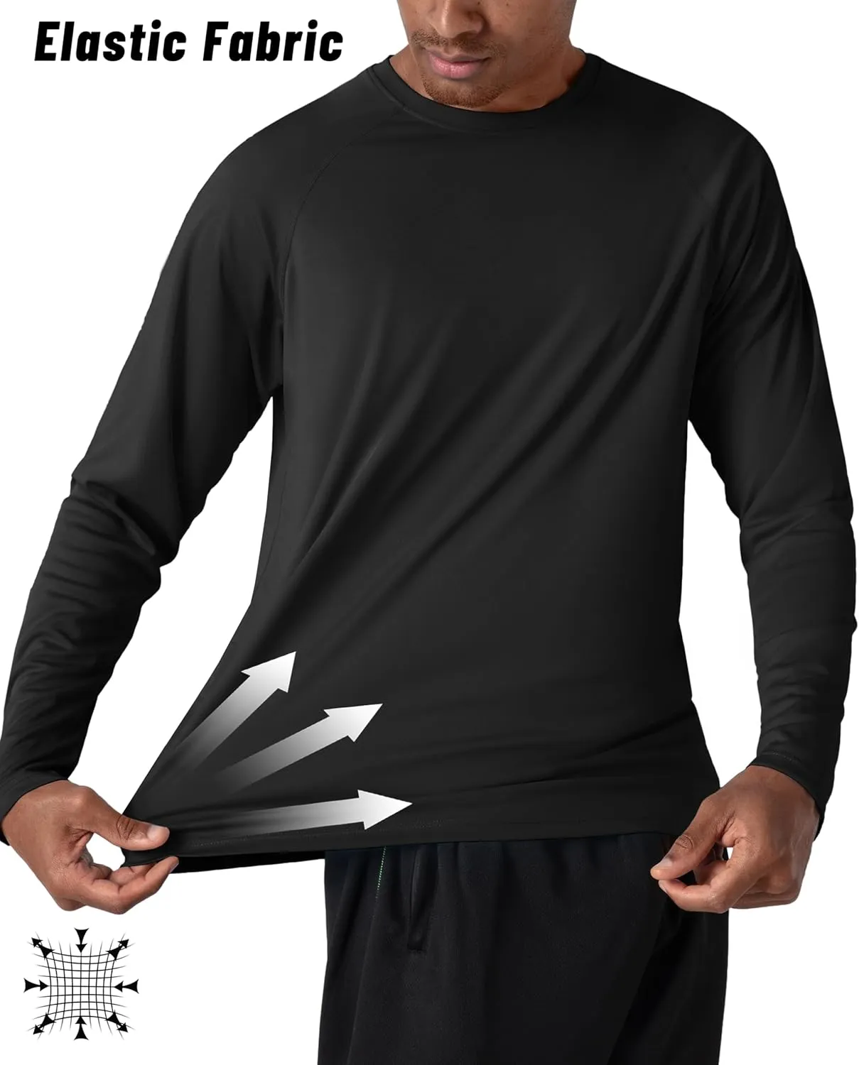KEFITEVD Men's UV Sun Protection UPF 50  Shirts Long Sleeve Rash Guard Workout Quick Dry Shirt for Hiking Fishing Swimming