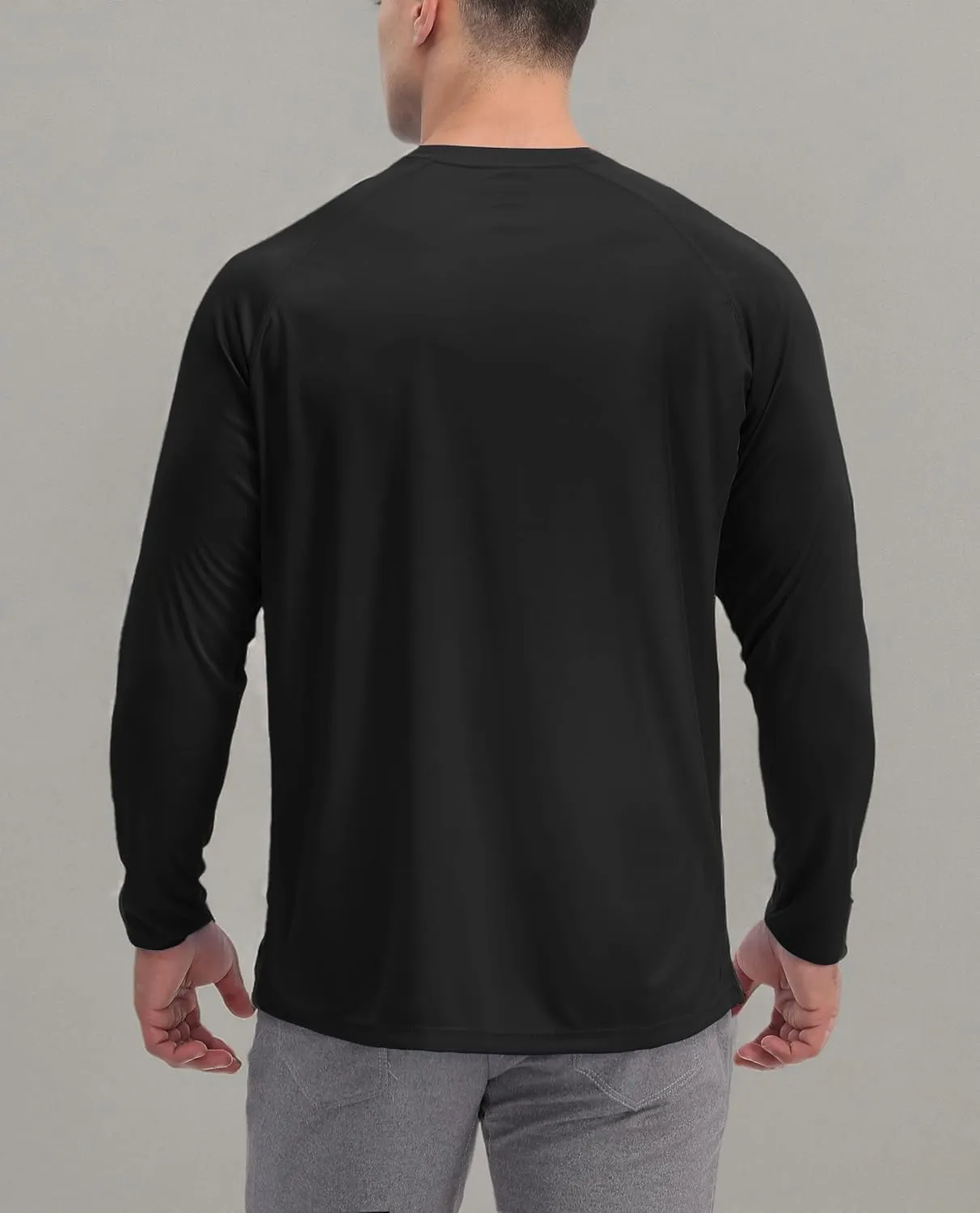 KEFITEVD Men's UV Sun Protection UPF 50  Shirts Long Sleeve Rash Guard Workout Quick Dry Shirt for Hiking Fishing Swimming