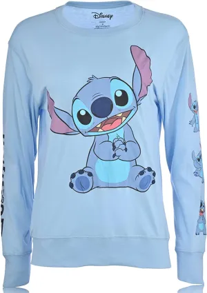 Ladies Lilo and Stitch Shirt - Ladies Classic Lilo and Stitch Long Sleeve Top with Sleeve Prints
