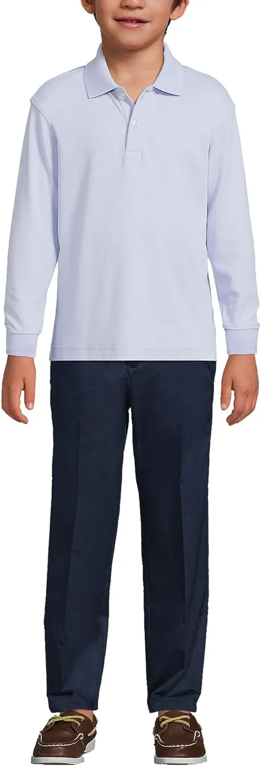 Lands' End School Uniform Kids Long Sleeve Interlock Polo Shirt
